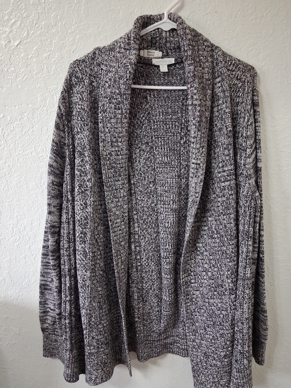 Charter Club Marled Gray Shawl Collar Open Cardigan